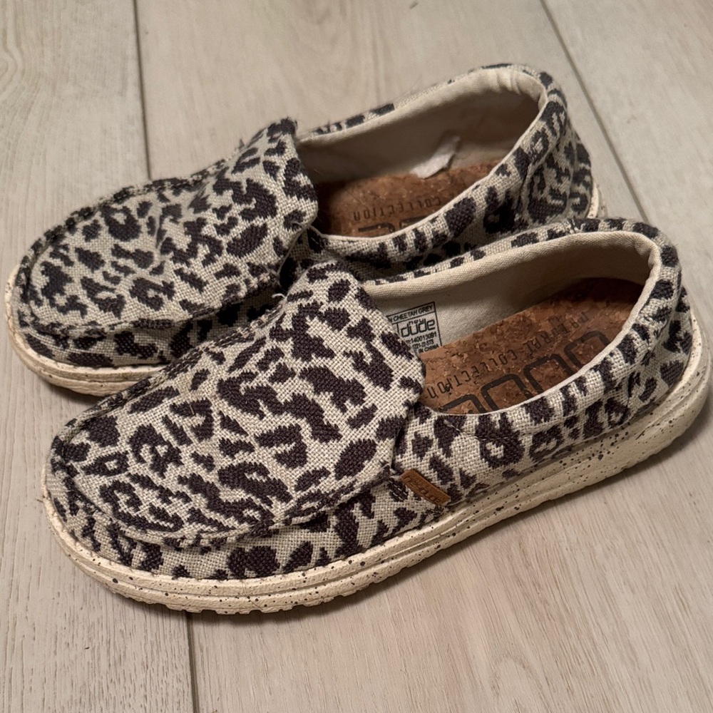 Hey Dude Leopard Print Women's Shoes - Black and Cream